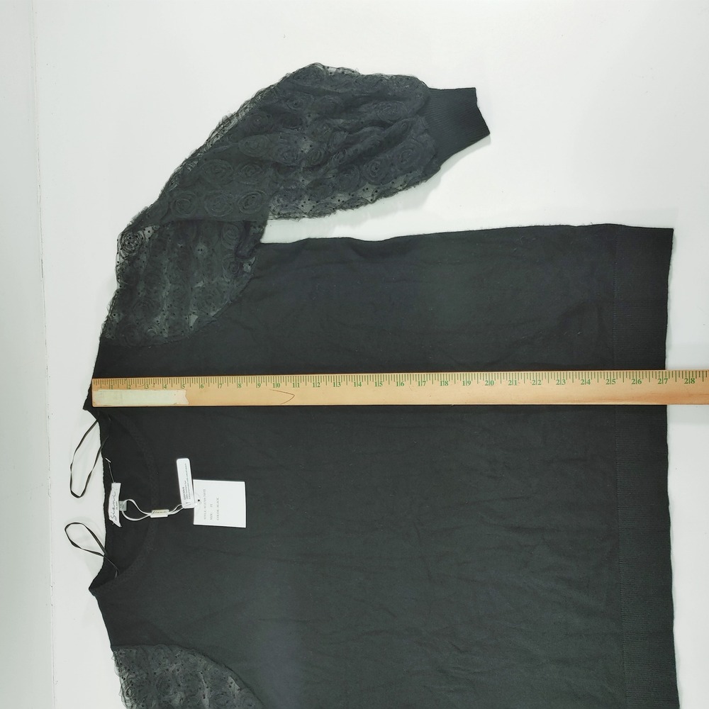 Sioni Milano Black Lace Sleeve Pullover Top Plus Size 1X New with Tags - Picture 5 of 8